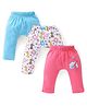 Babyhug Cotton Knit Full Length Diaper Pants Elephant Printed Pack of 3 - Pink & Blue