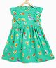 Campana Frill Cap Sleeves Summer Flowers Printed Fit & Flare Dress - Green