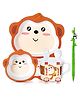 FunBlast Monkey Design Bamboo Fibre Feeding Tableware Set for Kids