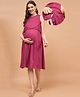 Shades Of Sabi Sleeveless Solid Double Layer Maternity Dress- Purple