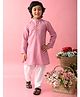 Saka Designs By Sapna Full Sleeves Blended Cotton Solid Colour Kurta & Pyjama Set - Pink