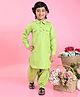 Saka Designs By Sapna Full Sleeves Blended Cotton Solid Colour Pathani Kurta & Salwar - Green