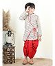 Kinder Kids Full Sleeves Camel Printed Angrakha Style kurta & Dhoti -  Red Cream