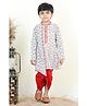 Kinder Kids Full Sleeves Camel Printed Crosscut Kurta &  Dhoti - Red White