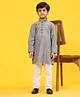 P-MARK Full Sleeves Embroidered With Ethnic Motif  Kurta Pyjama - Grey