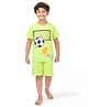 Plan B Sports Theme Half Sleeves Football Printed Glow In Dark Night Suit - Green