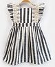 Halemons Cap Frill Sleeves Striped Laced Embellished Dress  - Grey
