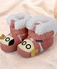 Baby Moo Submarine Velcro Closure Furry Booties - Pink