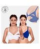 Elite Mom Pack Of 2 Solid Maternity Nursing Bra - White & Blue