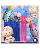 CAMARILLA Baby Shower Party Kit Maternity Photoshoot Baby Shower String Banner Golden Confetti Boy Girl Face Foil Blue and Pink Balloons Blue Pink Curtain Arch and Glue Dot Set of 58 pcs - Multicolour