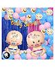 CAMARILLA Baby Shower Party Kit Maternity Photoshoot Baby Shower String Banner Golden Confetti Boy Girl Face Foil Blue and Pink Balloons Blue Pink Curtain Arch and Glue Dot Set of 61 pcs - Multicolour