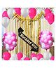 CAMARILLA Birthday Girl Combo With Happy Birthday Gold Cursive Banner Sash Metallic Balloons and Foil Curtain Pack of 35