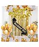 CAMARILLA Birthday Combo With Happy Birthday Rose Gold Foil Metallic Balloons Sash and Foil Curtain Pack of 35