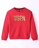 US Polo Assn Full Sleeves Cotton Fleece Sweatshirt with Logo Applique - Red