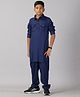 Kiddopanti Full Sleeves Solid Pathani Set - Navy Blue