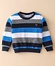 Simply Jacquard Full Sleeves Striped Sweater - Blue & Black