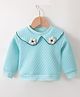 Kookie Kids Full Sleeves Winter Top  with Floral Applique - Blue