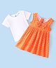 Babyhug Cotton Woven Frock with Half Sleeves T-Shirt Polka Dot Print - Multicolour