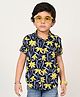 Lil' Drama Turn Up On Half Sleeves  Boho Twining Collection Flower   Printed Shirt - Navy Blue