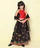 Taffykids Sleeveless Sequin Embellished & Embroidered Choli With Floral Printed Lehenga & Dupatta - Red & Black