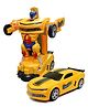 YAMAMA Battery Operated Auto Convertible Robot Car Toy for Kids Transforming Robot Sport Car Toy- Yellow