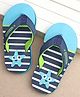 Cute Walk by Babyhug Flip Flops Stripes and Star Fish Print - Blue