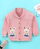 ToffyHouse 100% Cotton Full Sleeves Cardigan with Bunny Design - Light Pale Rose