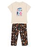 Young Birds Half Sleeves Dream Big Printed Tee With Halloween Theme Printed Pajama - Light Pink Coral & Black