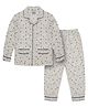 Young Birds 100% Viscose Full Sleeves Floral Printed Pajama Set - Grey Melange & Cream