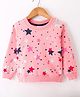 Smarty Girls Fleece Full Sleeves Sweatshirt with Star Print - Pink