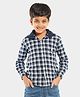 Lilpicks Couture  Full Sleeves Plaid Checked  Shirt With Detachable Hood - Blue