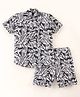 Knotty Kids Half Sleeves Leaf Printed Shirt & Shorts  - Black