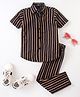 Knotty Kids Half Sleeves Stripes Shirts & Pant - Brown