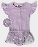 Mi Arcus Baby Girl Cotton Frill Slevves Net Star Embellished Pseudo Skirt Style Onesie Purple
