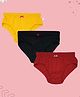 D'Chica Pack Of 3 Solid Full Coverage Hipster Panties - Black Red & Yellow