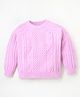 Cherry Crumble Full Sleeves Woven Design Detailed Sweater - Lavender