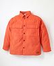 Cherry Crumble By Nitt Hyman Full Sleeves Solid Double Pocket Corduroy Shirt -Orange