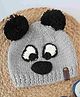 Woonie Hand knitted Bear Face Detailed Woollen Cap - Grey-  Diameter 43 Cms