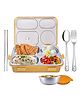 FunBlast 4 Compartment Lunch Box with Bowl Spoon Fork & Chopsticks -Yellow