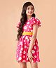 Cherry & Jerry Flutter Half Sleeves Floral Printed Fit & Flare Dress - Pink