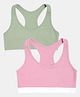 Sillysally Pack Of 2 Solid Non Padded & Non Wired Racer Back Training Bras - Green & Pink