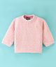 Little Kangaroos Full Sleeves Drop Shoulder Cable Knit Party Top - Light Pink