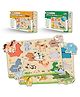 Little Berry My First Wooden Puzzle TraySet of 2 Jungle Animals & Farm Animals Knob and Peg Puzzle Multicolour - 20 Pegs