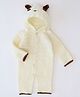 Woonie Full Sleeves  Animal Detailed Hooded Crotchet Romper  - Cream