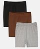 Kiddopanti Pack Of 3 Solid Cycling Shorts - Black Brown & Grey Melange