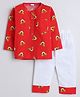 Little Clothing Unisex Full Sleeves Tiger Printed Tee With Coordinating Pajama - Red