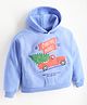 Cherry Crumble By Nitt Hyman Christmas Theme Full Sleeves Santa Driving The Car Patch Detail Hoodie - Blue