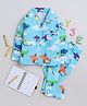 Knitting Doodles Premium Cotton Full Sleeves Aeroplane  Printed    Coordinating Night Suit - Blue