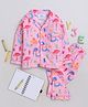 Knitting Doodles Premium Cotton Full Sleeves Mermaid Printed Coordinating Night Suit - Pink