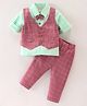 WOW Clothes Poplin Full Sleeves Party Suit Checkered with Bow - Dark Onion Pink